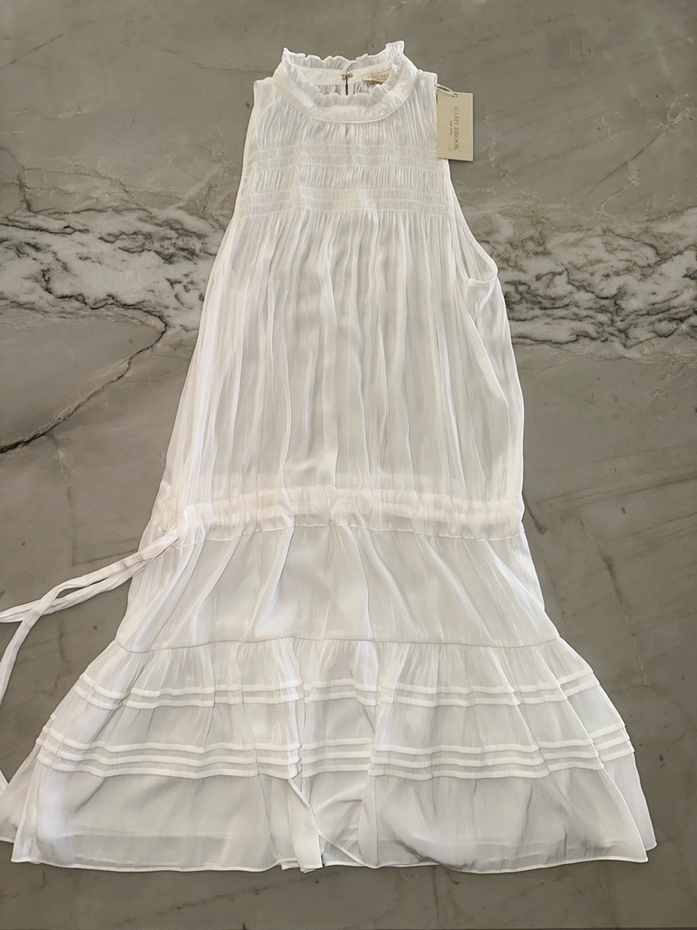 Ramy Brook Ivory Sheer Tiered Maxi Dress